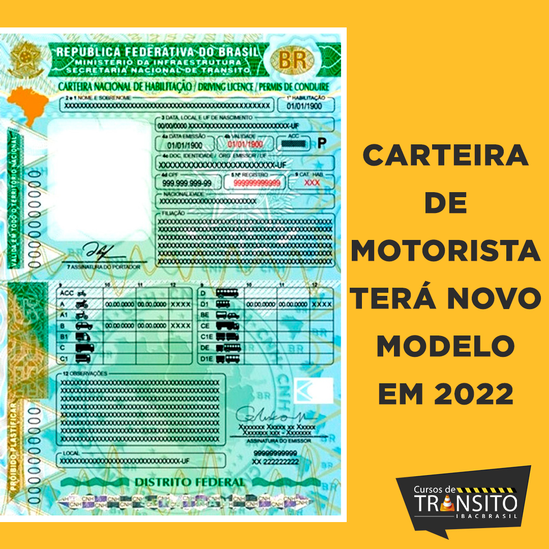 Carteira de motorista terá novo modelo em 2022